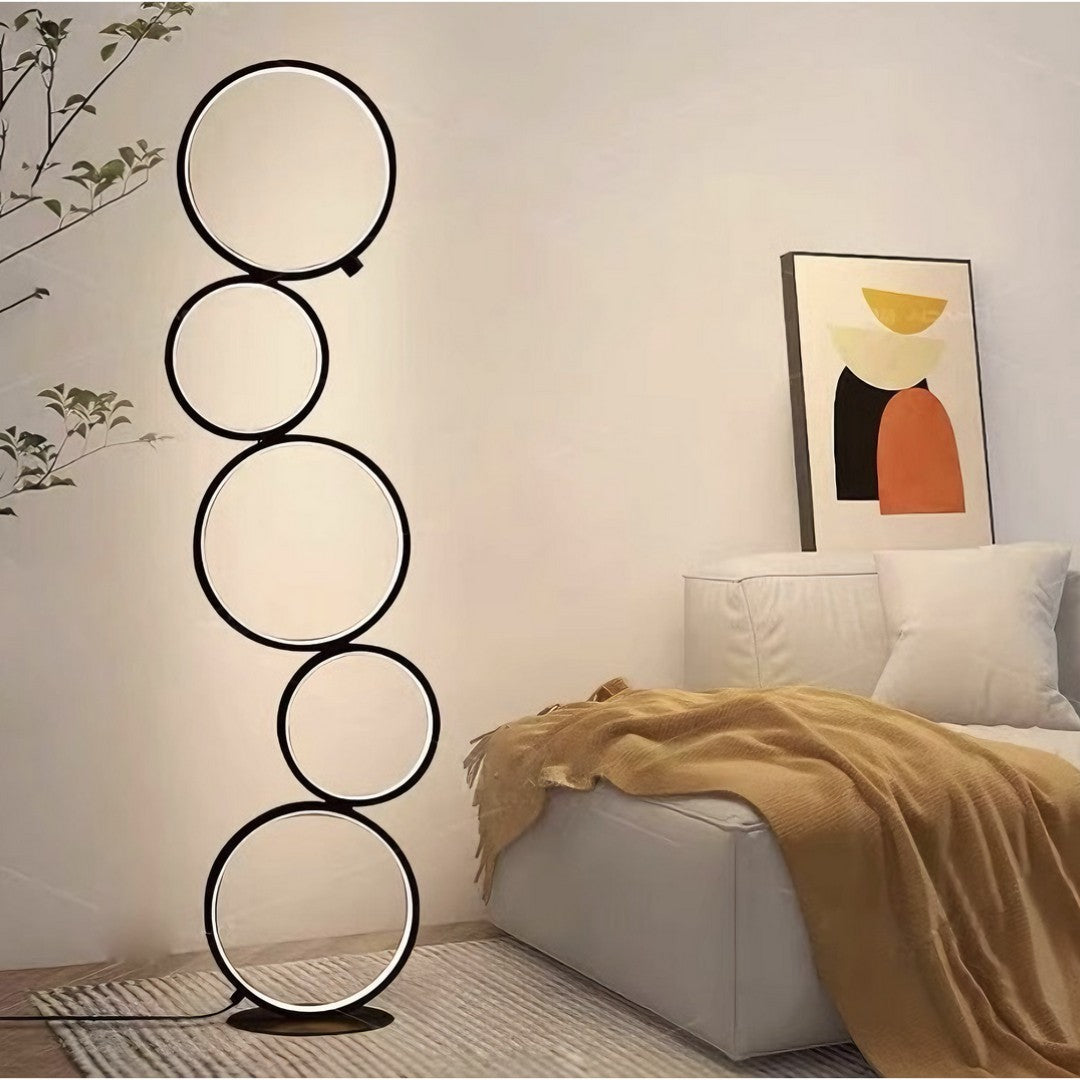 ZARO - Lampadaire Rond Moderne, Noir/Blanc