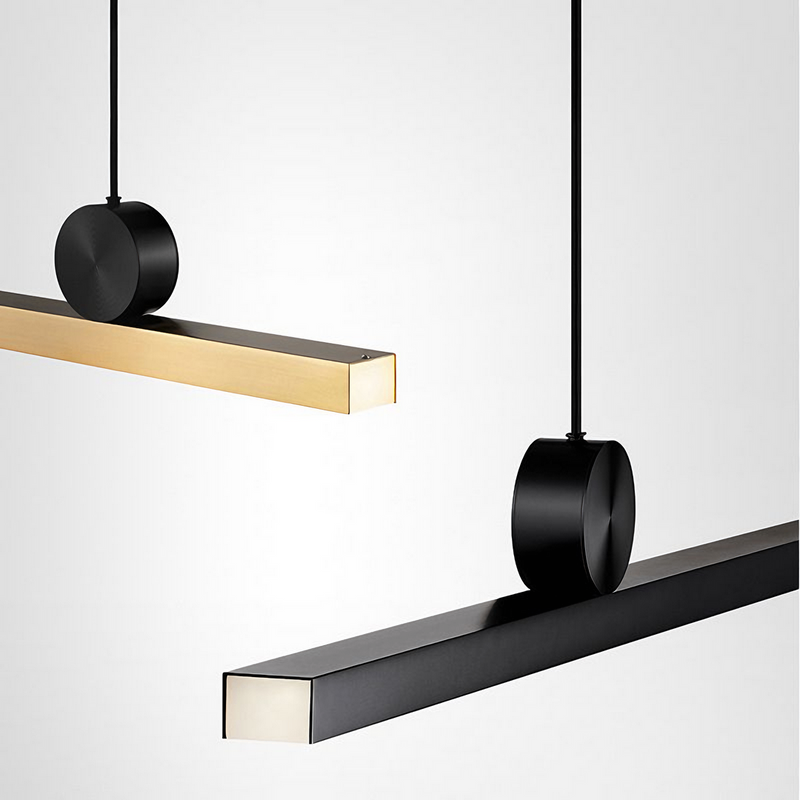 Luminaire Suspension LED Linéaire Moderne, Noir/Doré