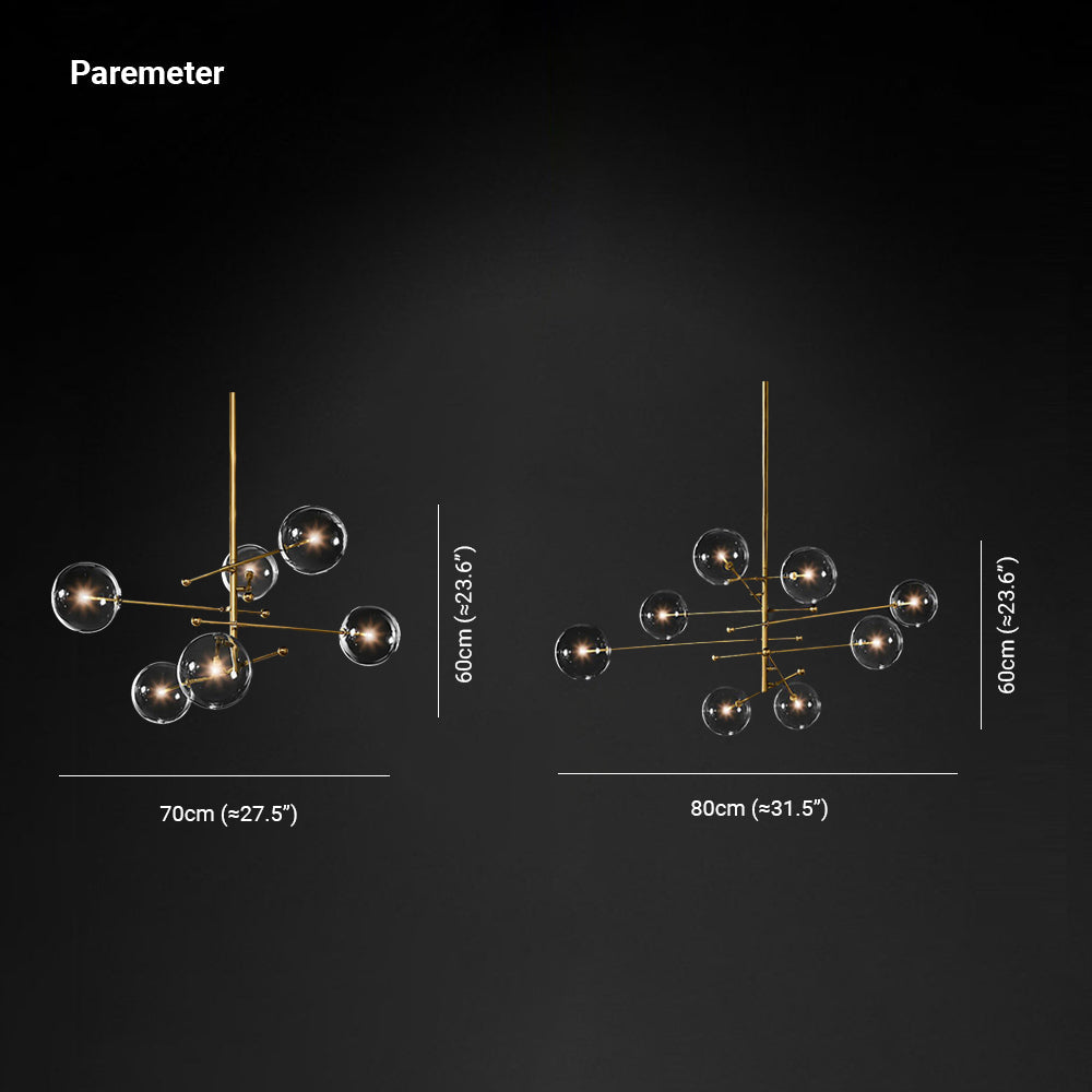 LOVA - Plafonnier Moderne Bulles, Métal/Verre, Noir/Doré.