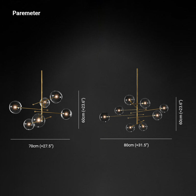 Plafonnier Moderne Bulles, Métal/Verre, Noir/Doré.