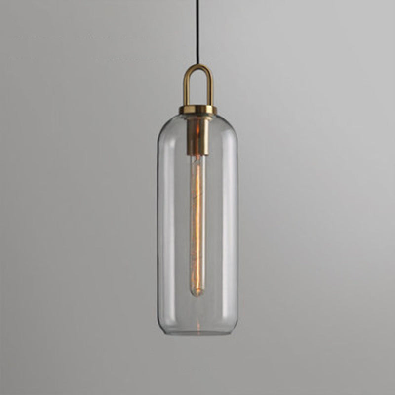 Luminaire Suspension Cylindre Moderne, Gris Fumé/Clair