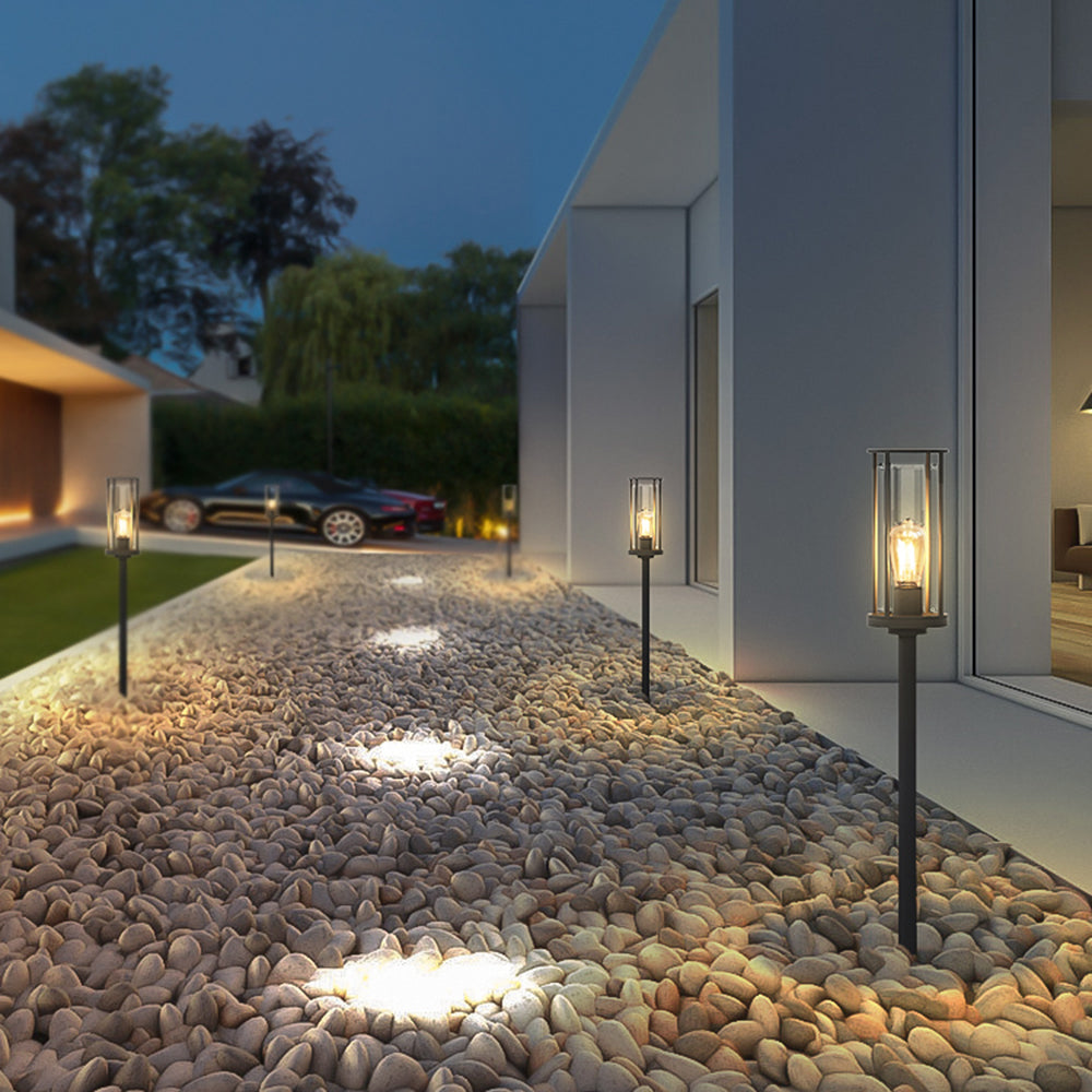 TILO - Lampadaire Extérieure Cylindre Moderne, Noir