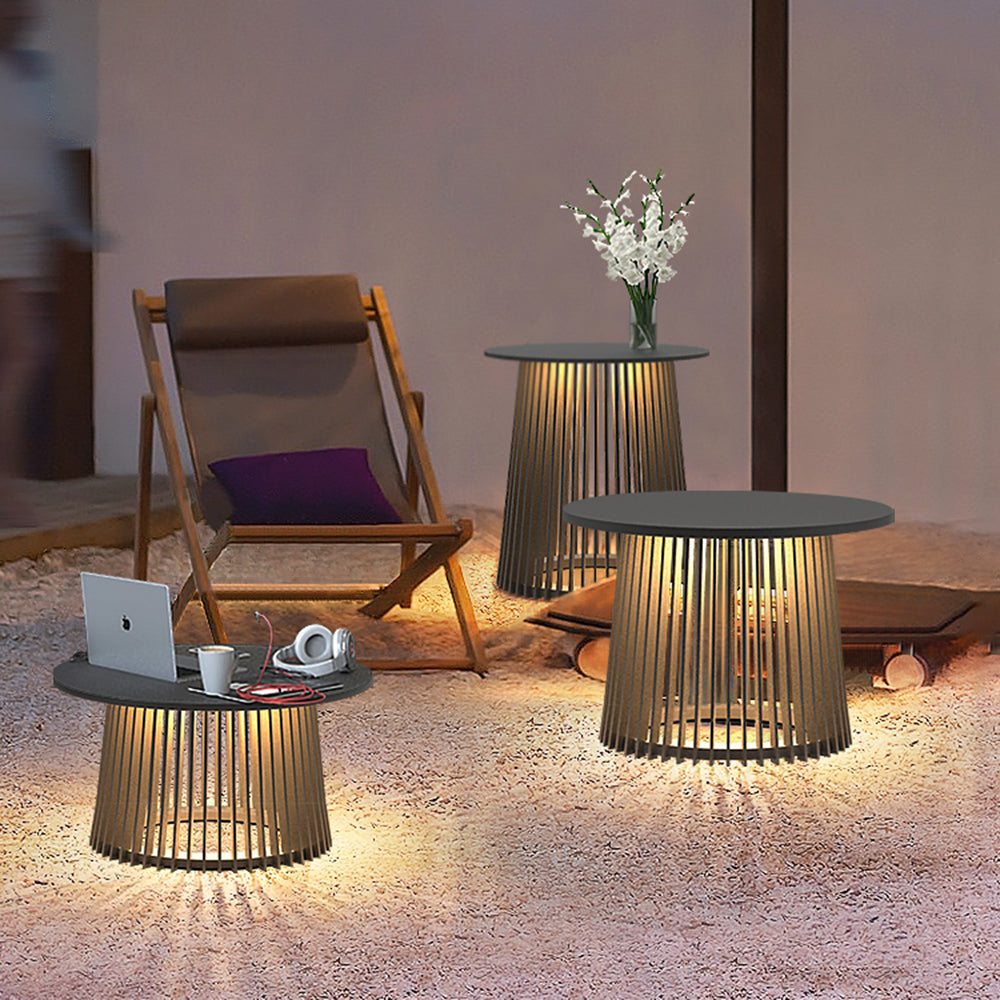 MÉJA - Eclairage Extérieur Solaire Table Cylindre Moderne, Noir