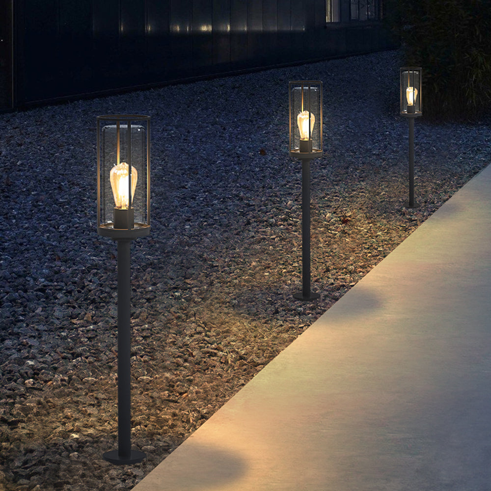 TILO - Lampadaire Extérieure Cylindre Moderne, Noir