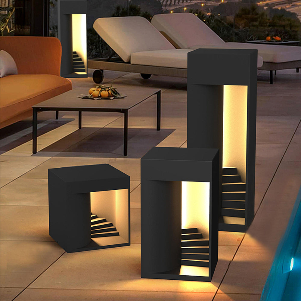 NOXA - Lampadaire Extérieur Solaire Cube Simple, Noir