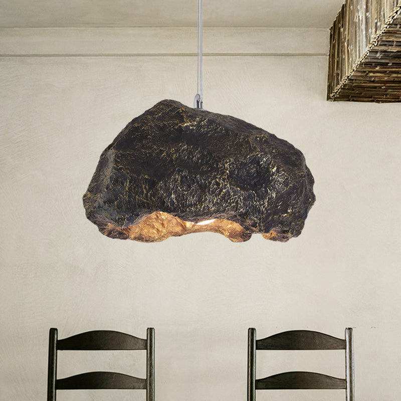 Luminaire Suspension Wabi Sabi Naturelle, Roche, Gris/Noir.