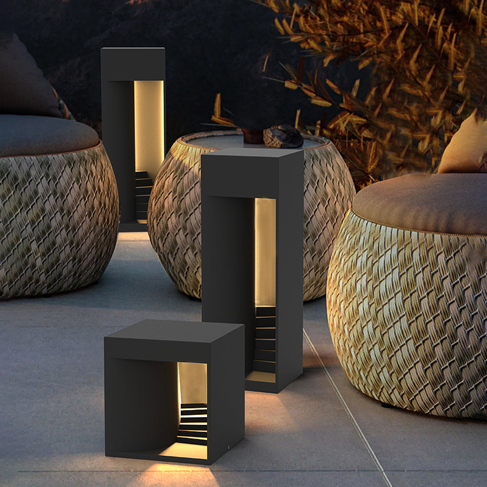 NOXA - Lampadaire Extérieur Solaire Cube Simple, Noir