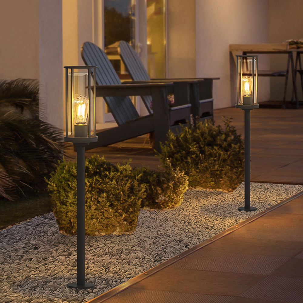 TILO - Lampadaire Extérieure Cylindre Moderne, Noir