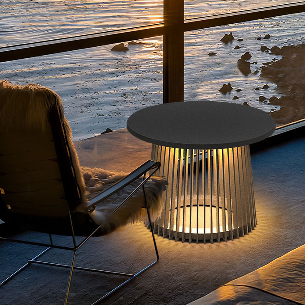 MÉJA - Eclairage Extérieur Solaire Table Cylindre Moderne, Noir