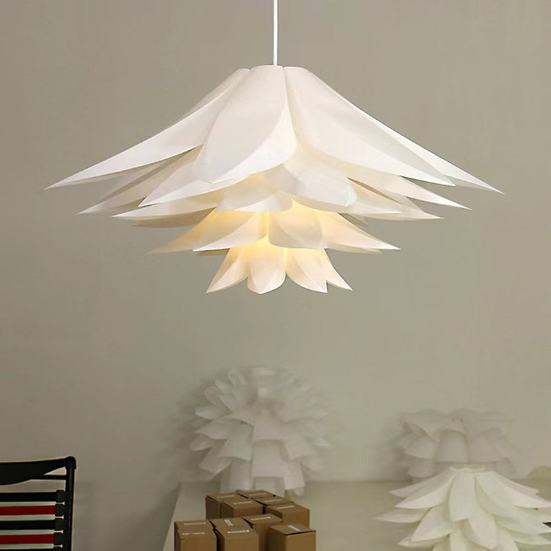 Lustre Suspension Fleur Moderne, Métal/PVC, Blanc.