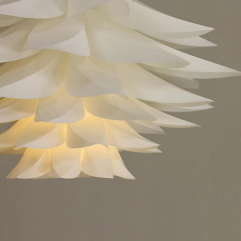 Lustre Suspension Fleur Moderne, Métal/PVC, Blanc.