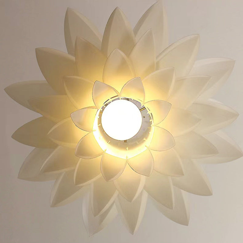 Lustre Suspension Fleur Moderne, Métal/PVC, Blanc.