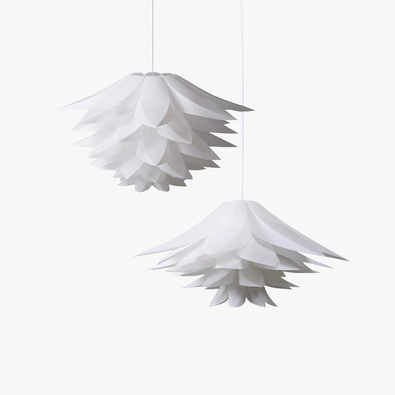 Lustre Suspension Fleur Moderne, Métal/PVC, Blanc.