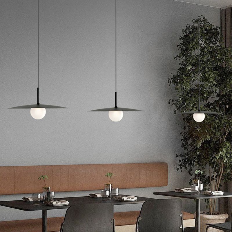 DUCCI - Lustre Suspension Dôme Moderne, Métal/Verre, Noir/Blanc/Gris