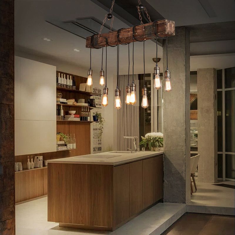 BORI - Suspension Bois Industriel/Vintage, Marron/Noir