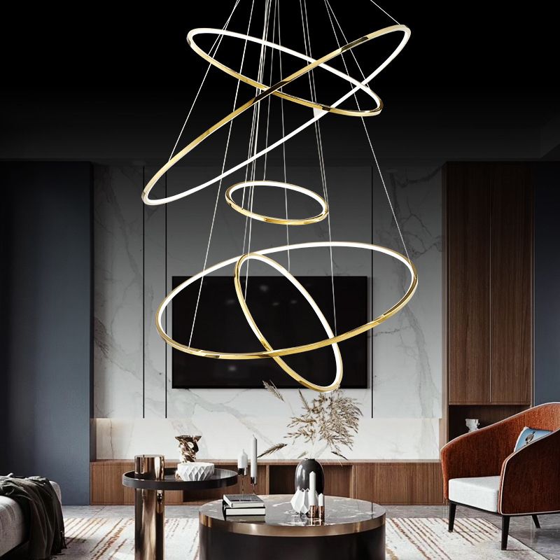 Suspension Anneau Design Moderne LED Doré