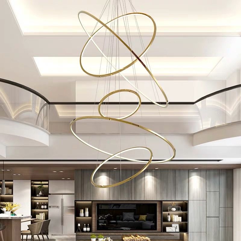 HALO - Suspension Anneau Design Moderne LED Doré