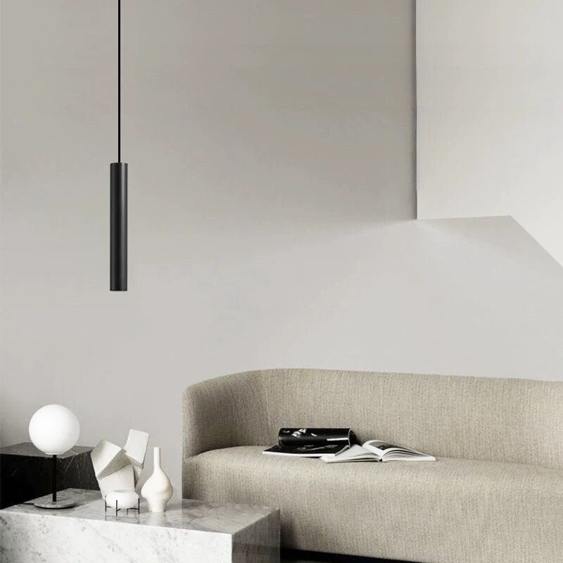 Luminaire Suspension Cylindrique Moderne, Noir