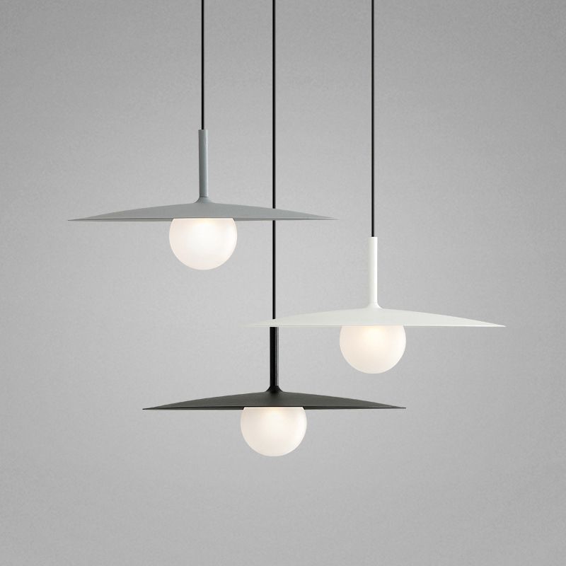 DUCCI - Lustre Suspension Dôme Moderne, Métal/Verre, Noir/Blanc/Gris