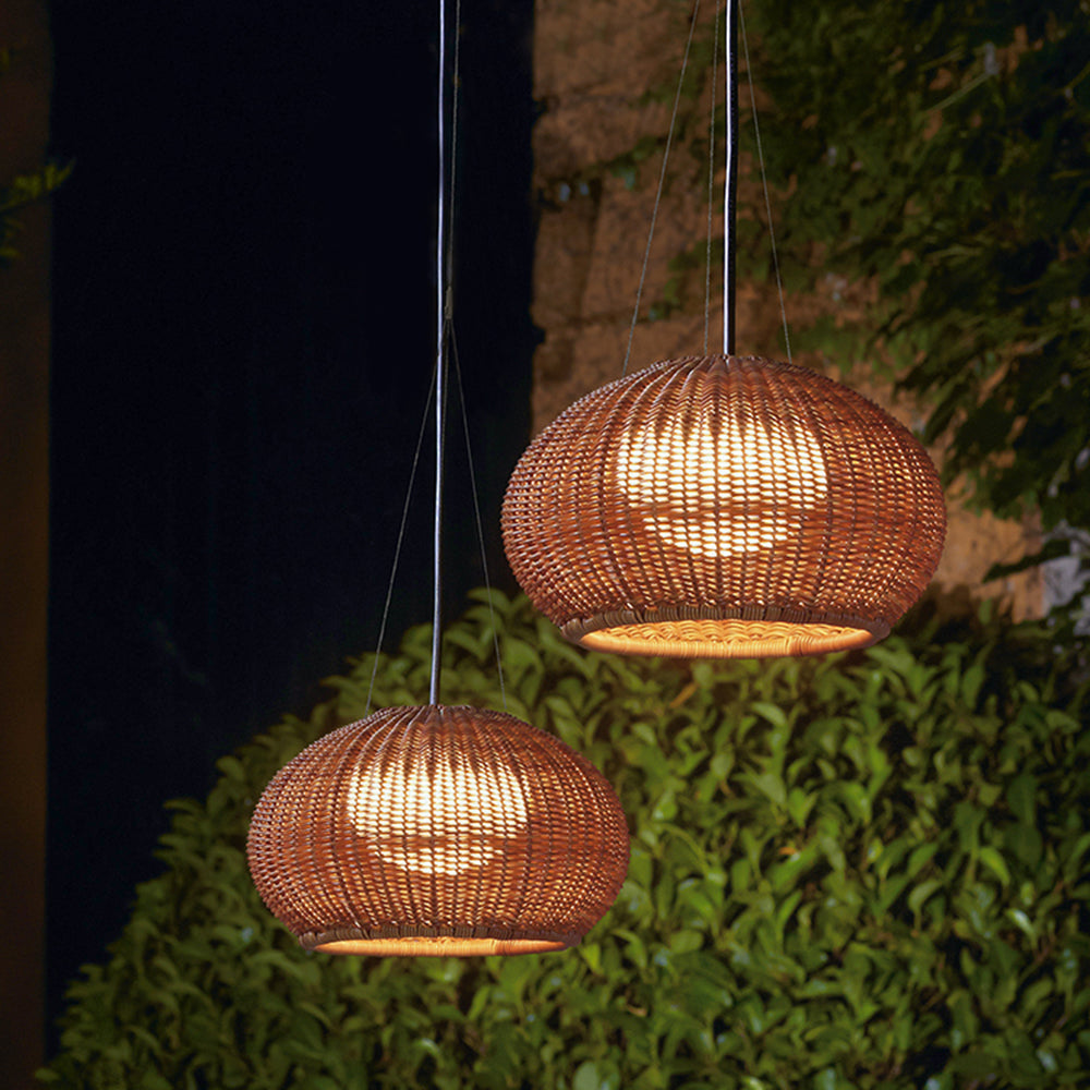 TALIA - Luminaire Suspension Extérieure, Style Rotin