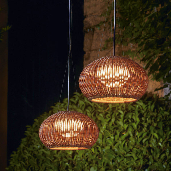 Luminaire Suspension Extérieure Rotin, Bois