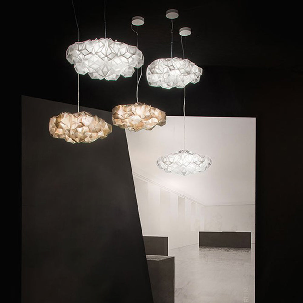 MODA - Lustre Suspension Moderne Géométrique, Acrylique/Métal, Blanc.