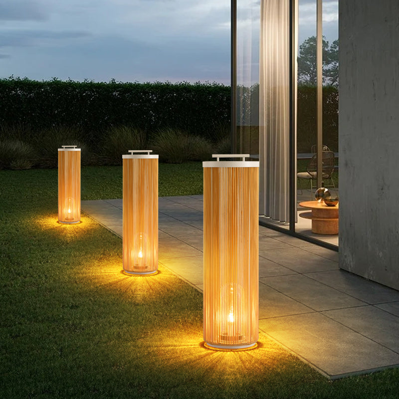 ZUNA - Lanterne Extérieur LED Solaire Rotin , Bois