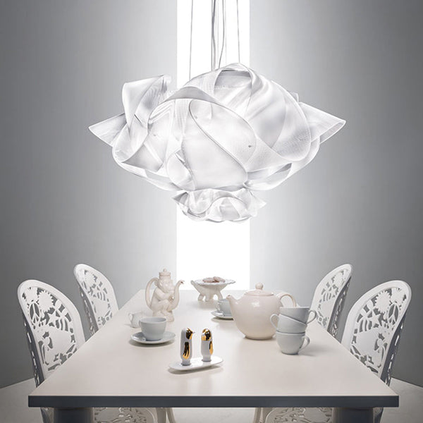 Lustre Suspension Fleur, PVC, Blanc.