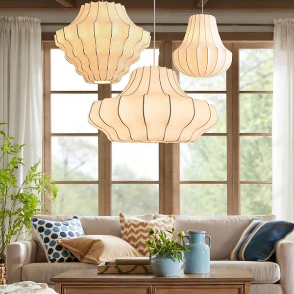 Lustre Suspension Wabi Sabi, Soie Blanc