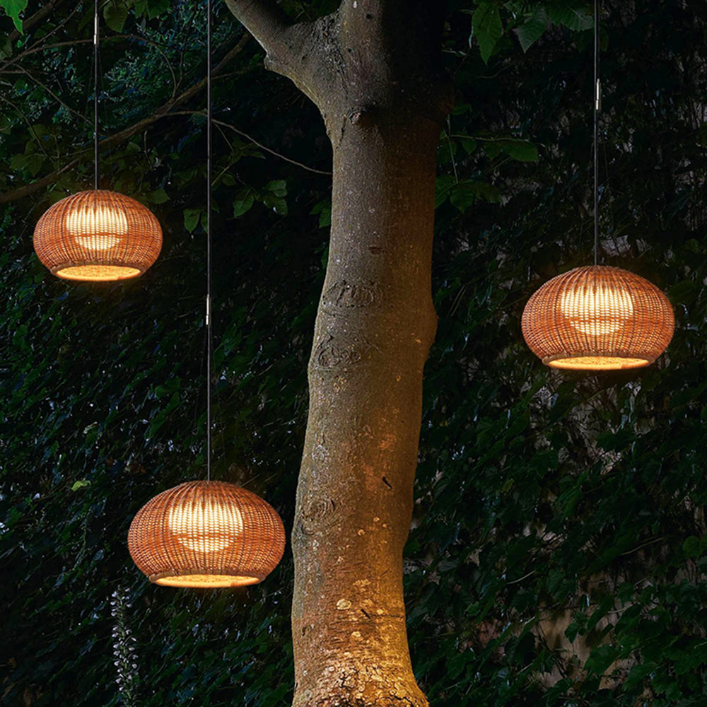 TALIA - Luminaire Suspension Extérieure, Style Rotin