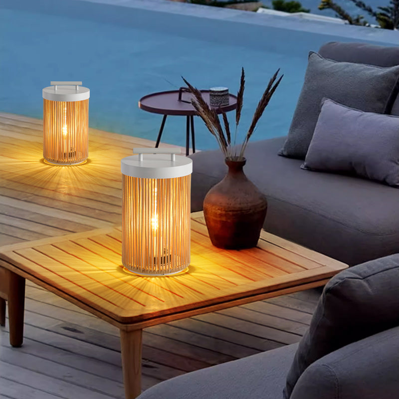 ZUNA - Lanterne Extérieur LED Solaire Rotin , Bois