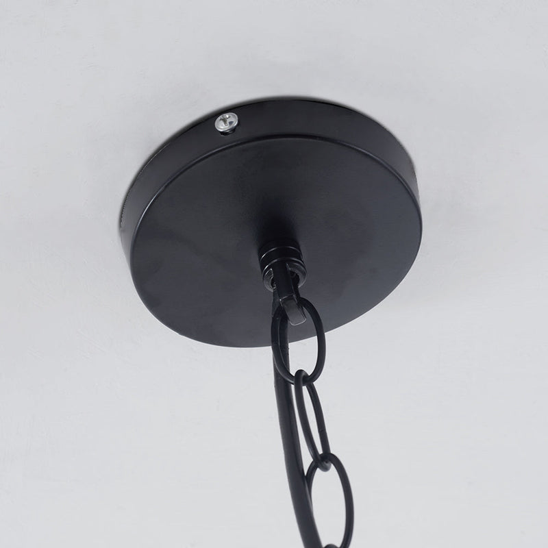 Luminaire Suspension Dôme Industrielle, Noir/Blanc/Rouille