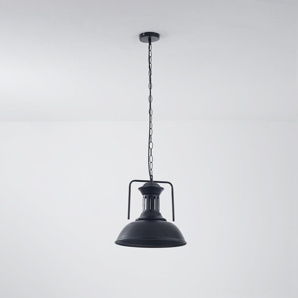 DOMI - Luminaire Suspension Dôme Industrielle, Noir/Blanc/Rouille
