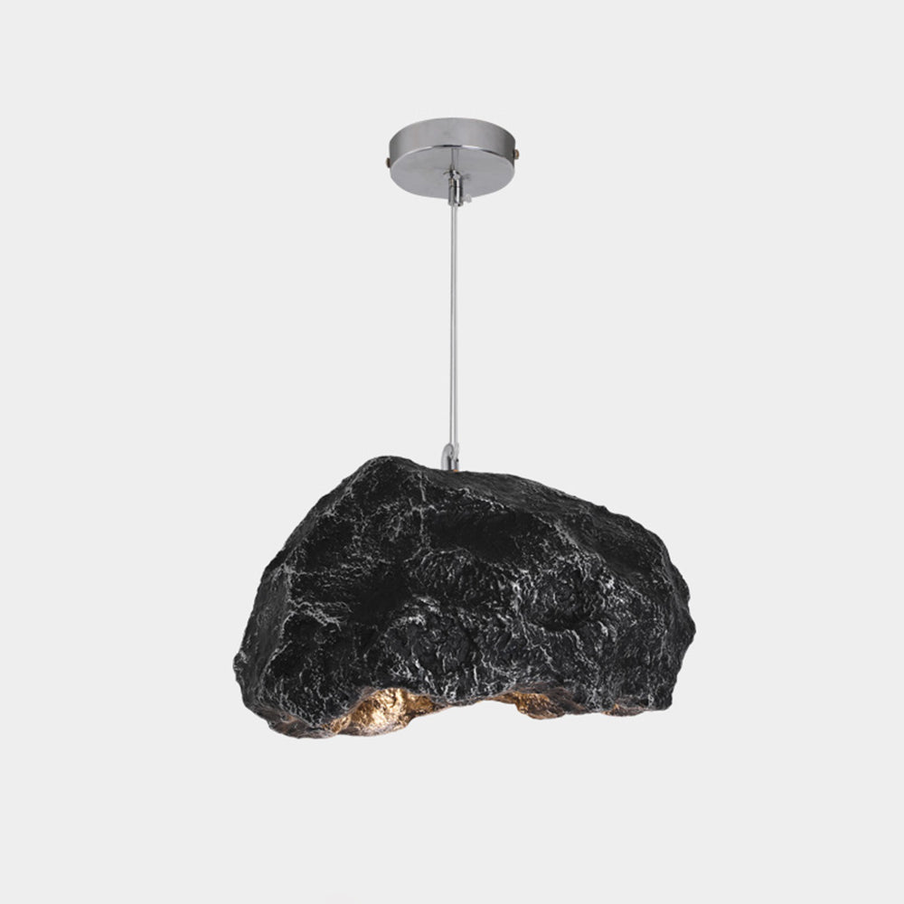 ROCA - Luminaire Suspension Wabi Sabi Naturelle, Roche, Gris/Noir.