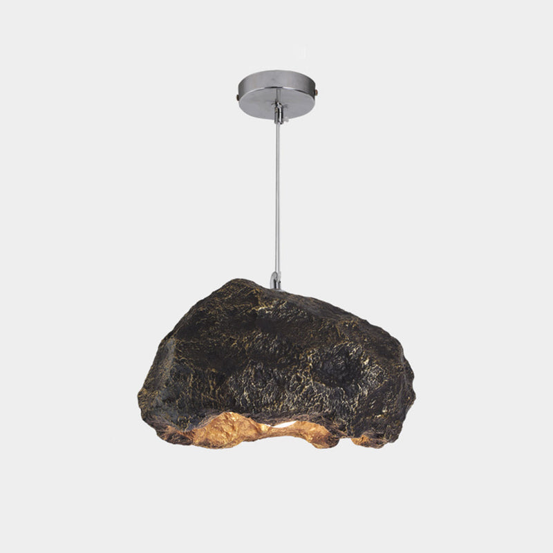 Luminaire Suspension Wabi Sabi Naturelle, Roche, Gris/Noir.