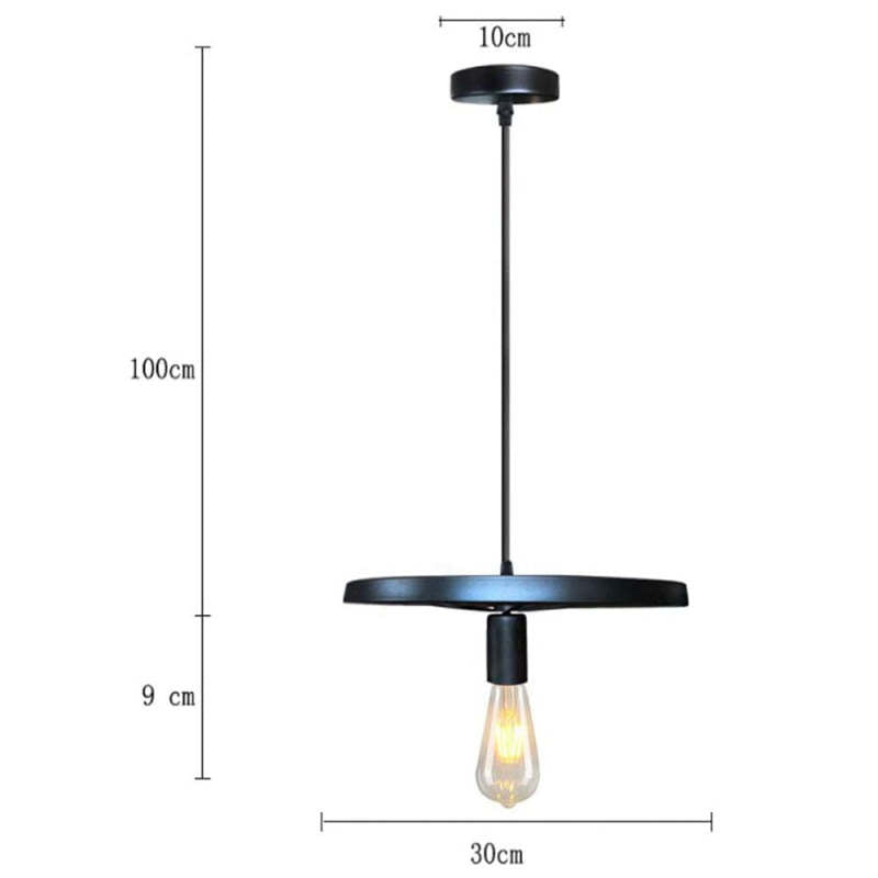 Luminaire Suspendu Rond Vintage, Noir/Rouille